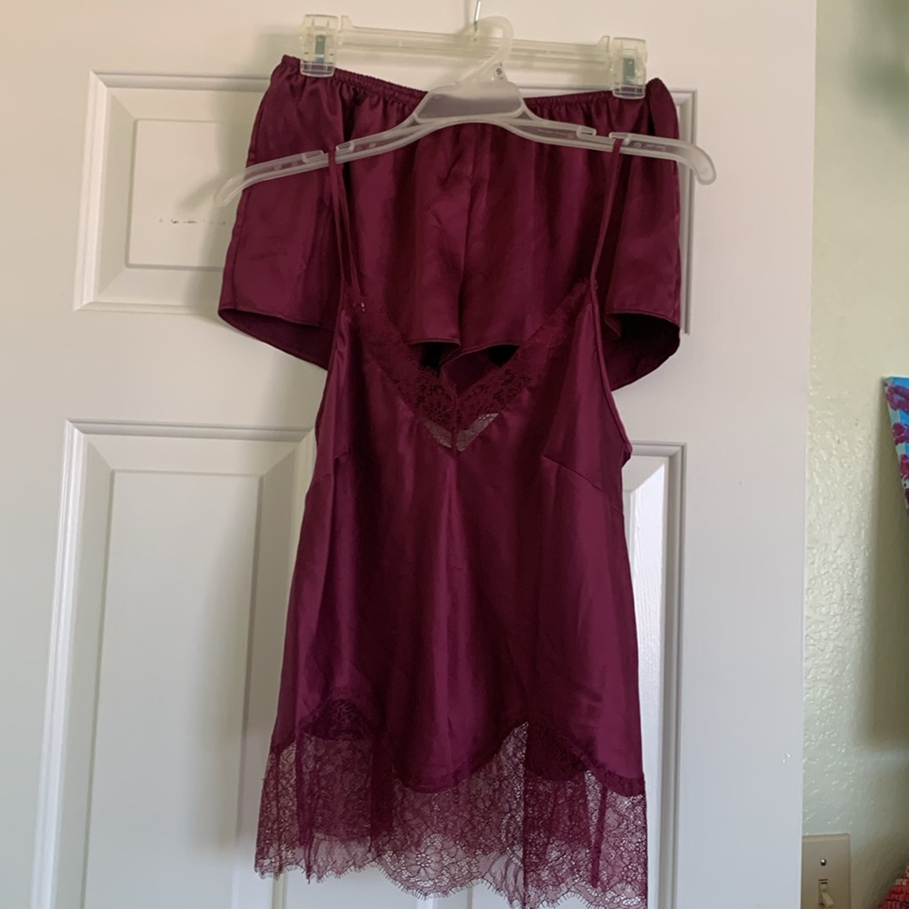Victoria’s Secret PJ Cami Shorts Set Purple Lace Tank Pajama xs extra small